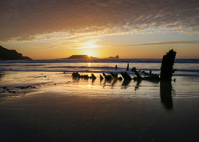 Sunset over Worms Head