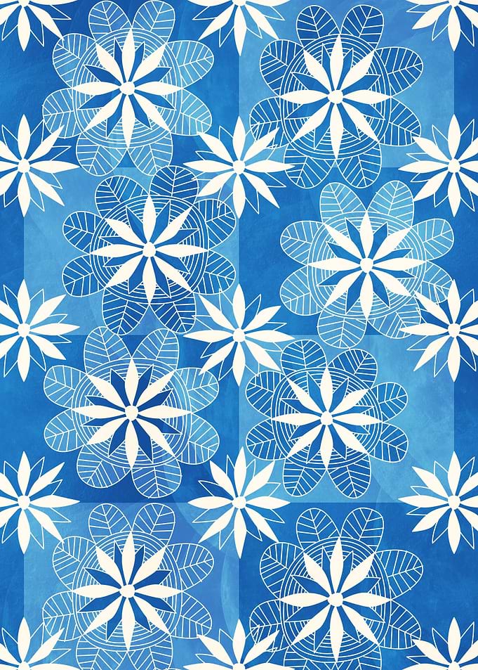 Floral Mandala Bright Blue