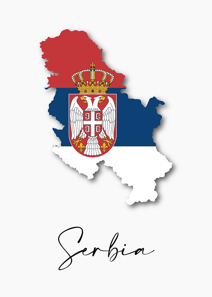 Serbia Country Map Flag
