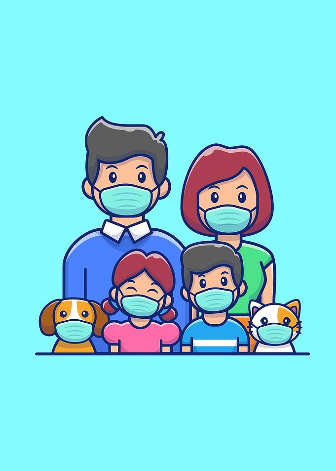 Family Wearing Mask