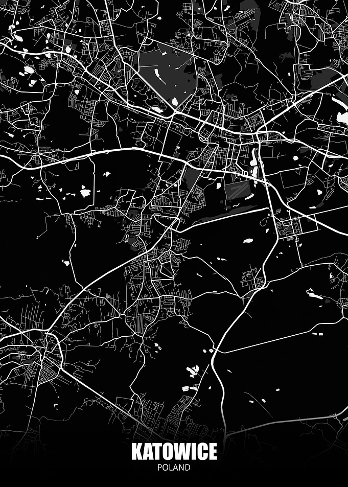 Katowice Poland Dark Map
