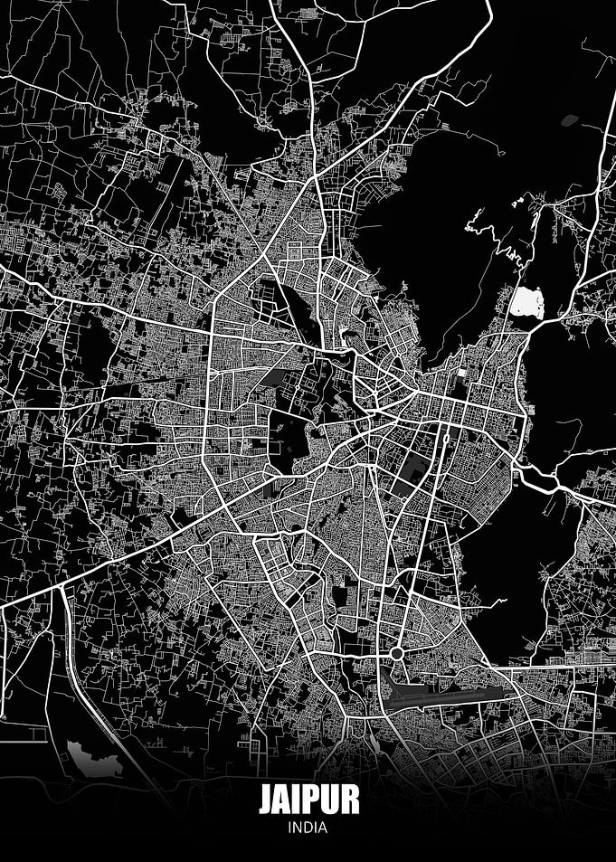 Jaipur India Dark Map