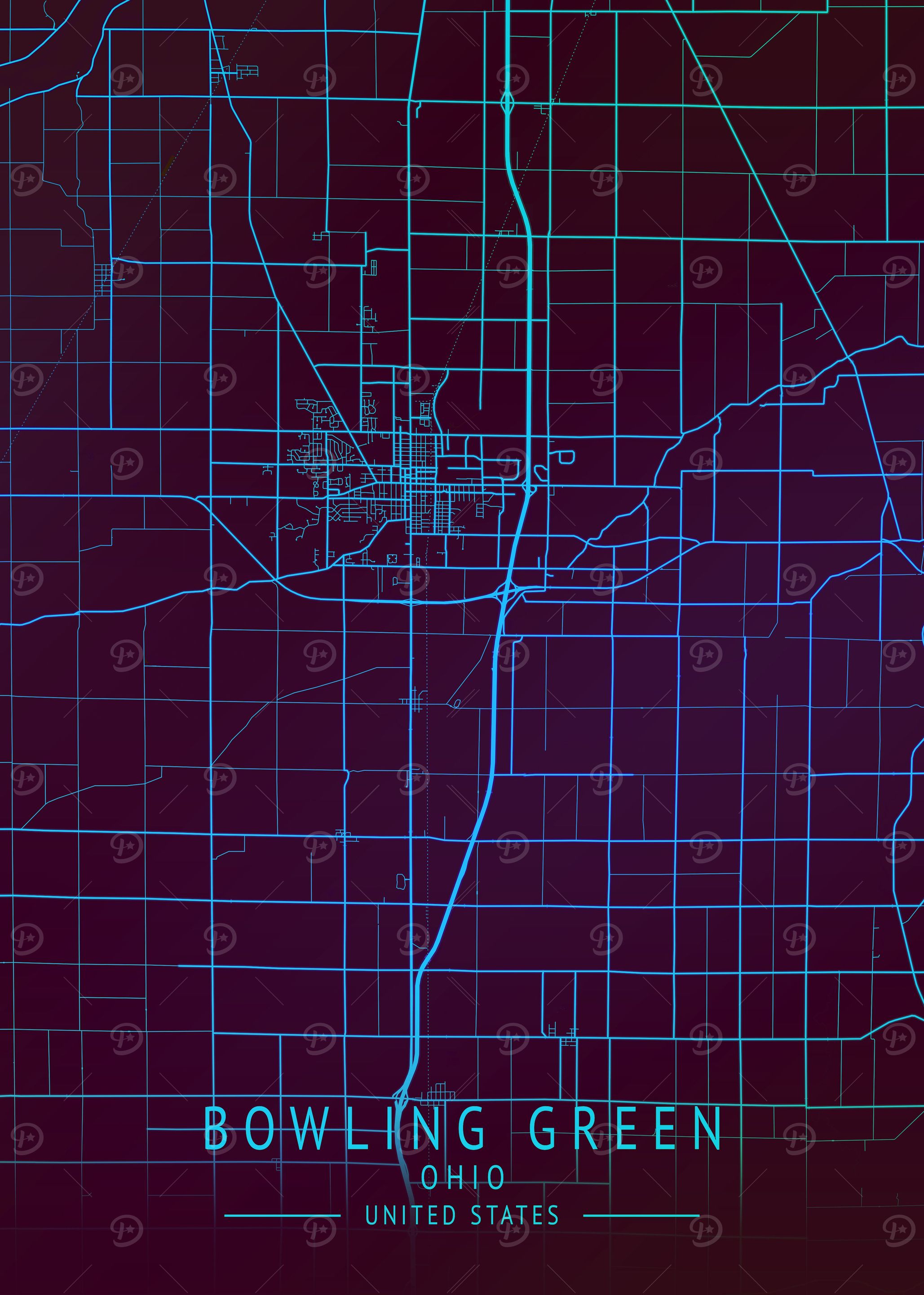 Bowling Green Ohio USA Map