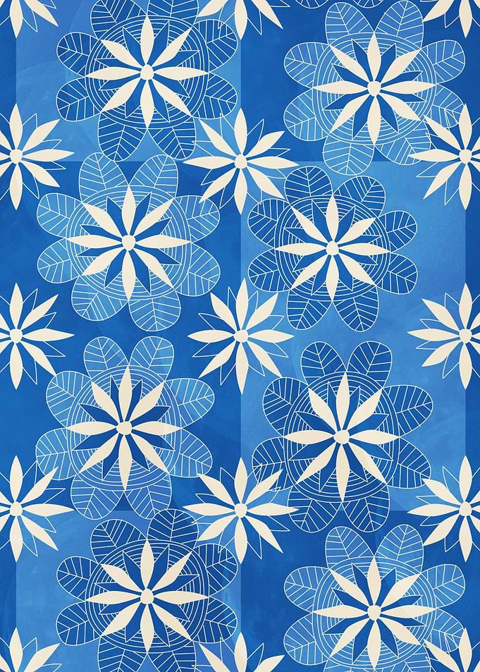Floral Mandala Ocean Blue