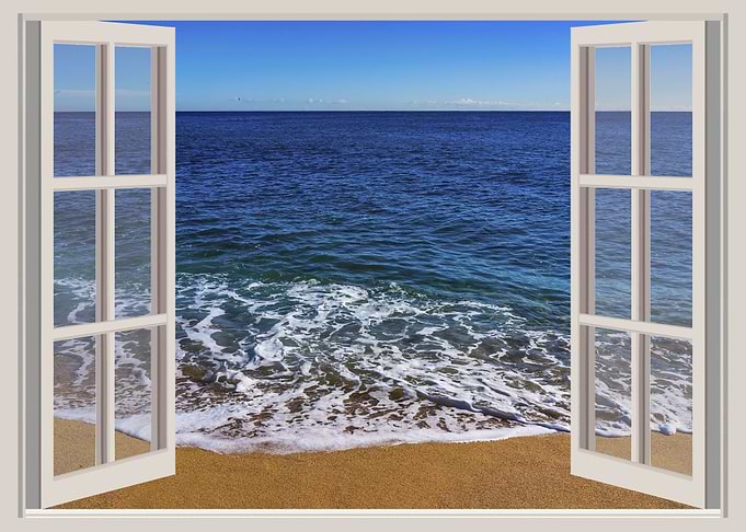 Window view sea landscape