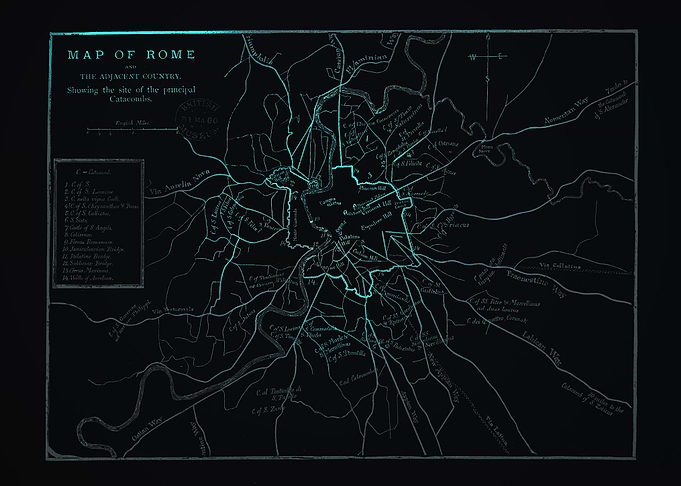 Rome old vintage glow map