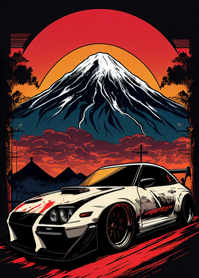 JDM drift car Mount Fuji