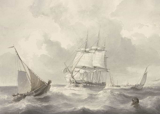 Bark in rough sea