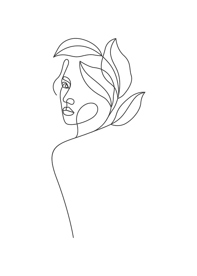 Hand Drawn Floral GirlFace