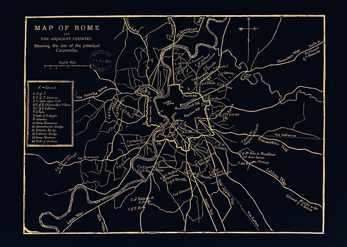 Rome vintage black old map
