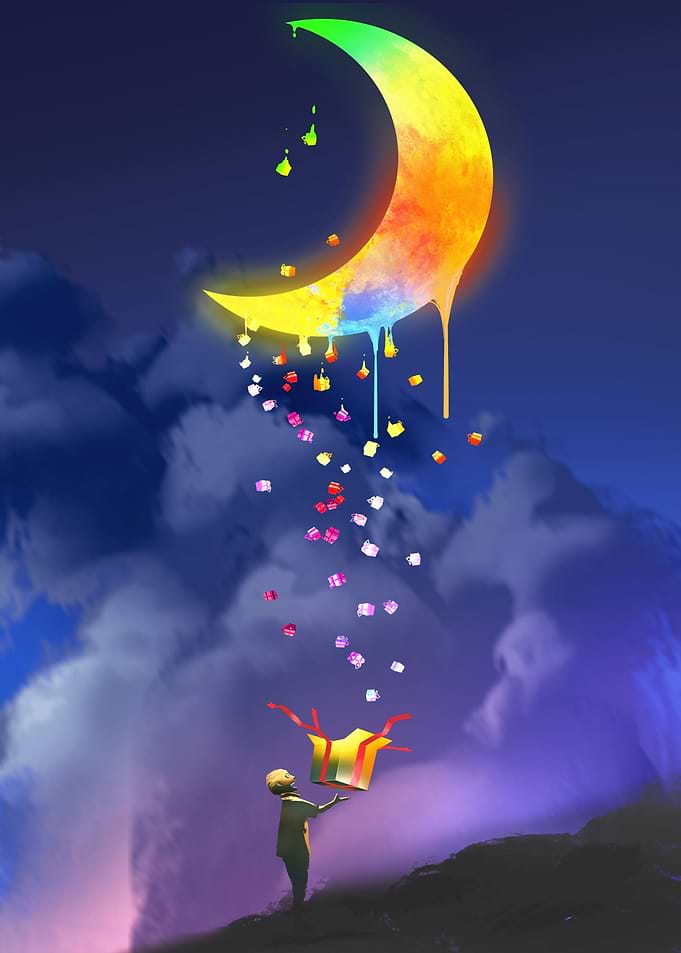 Colorful melting moon