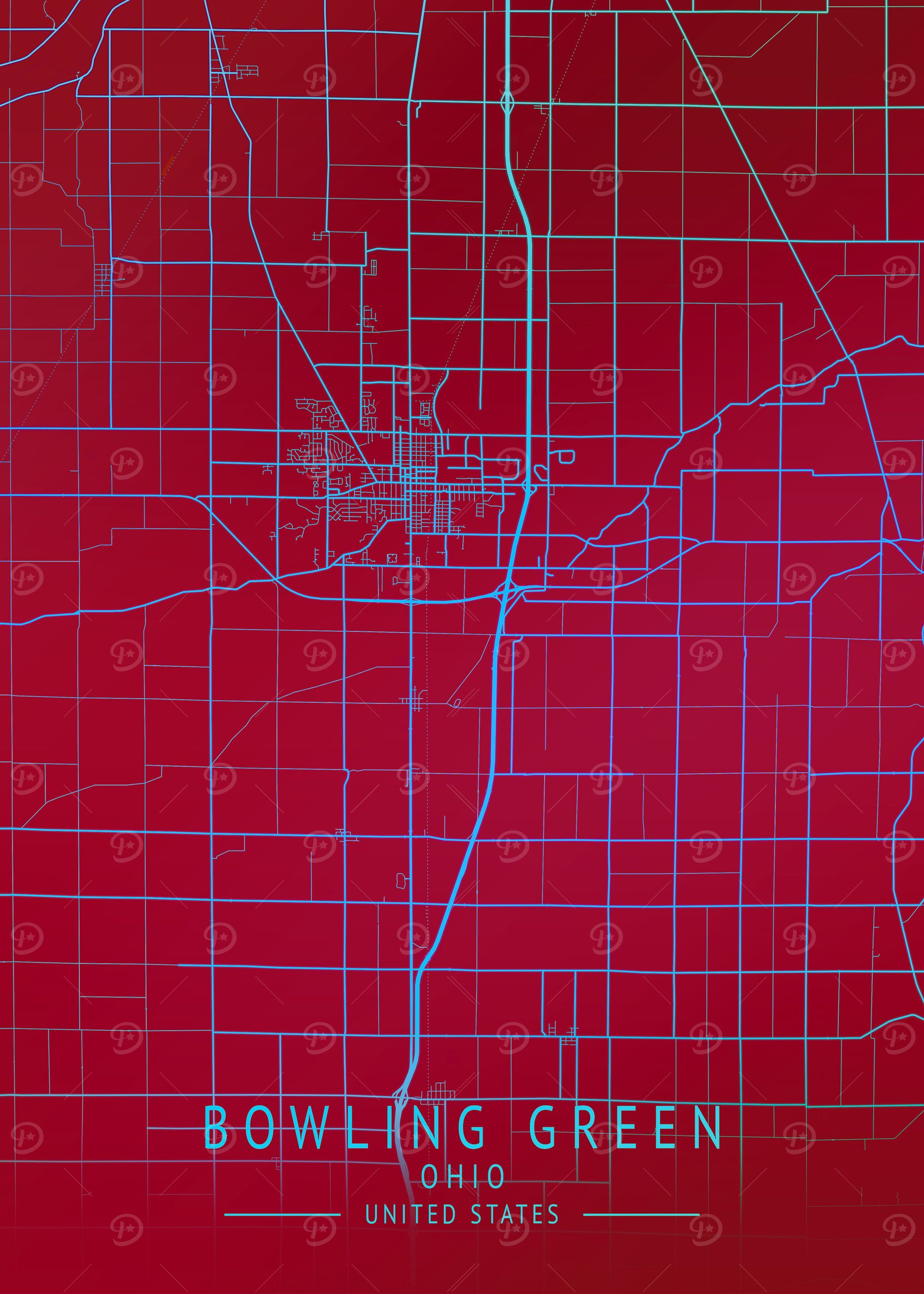Bowling Green Ohio USA Map
