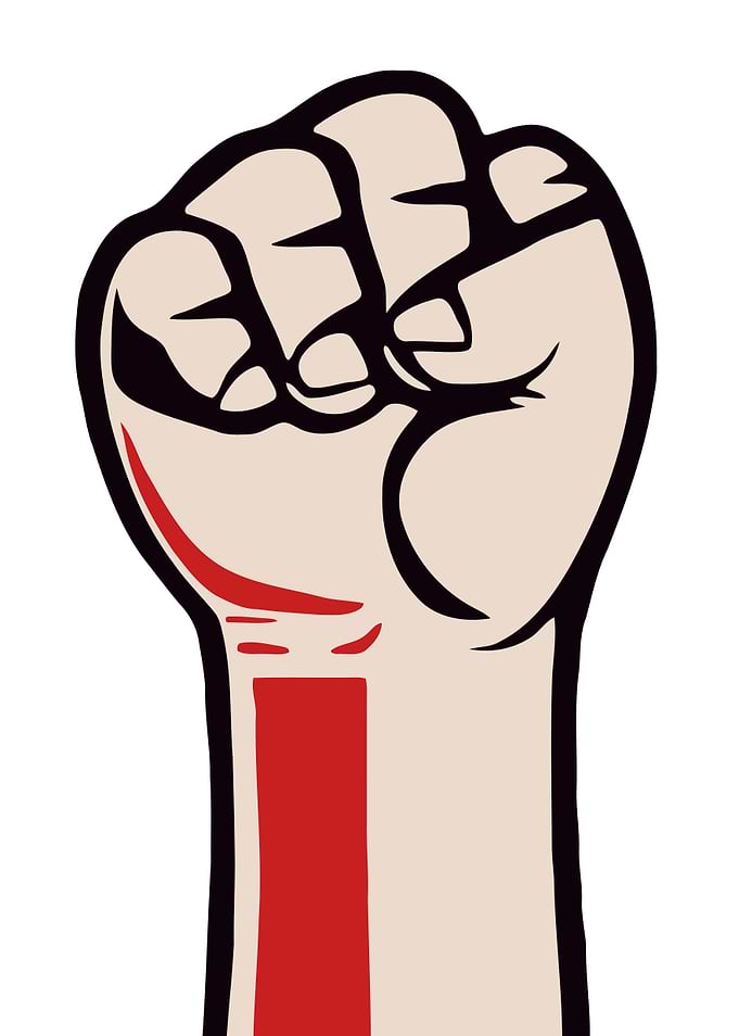 Fist clenched raised poste