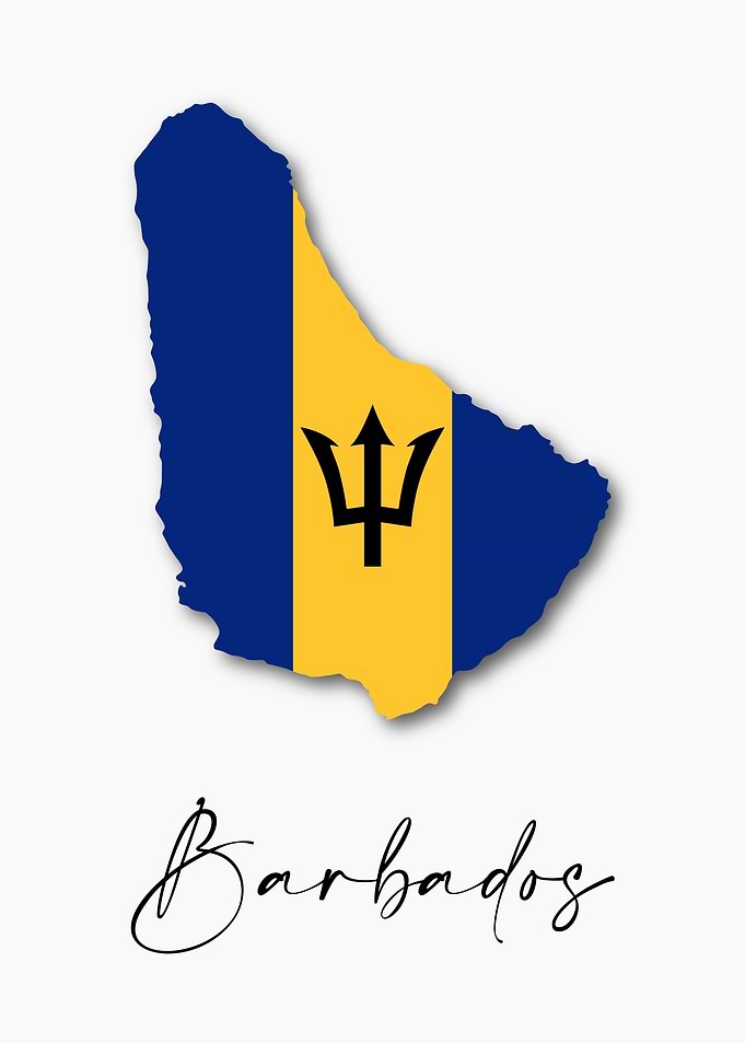 Barbados Country Map Flag