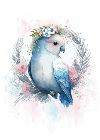Floral White Blue Lovebird