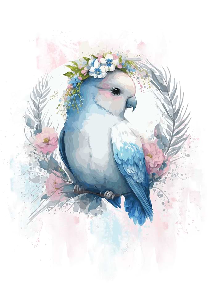 Floral White Blue Lovebird