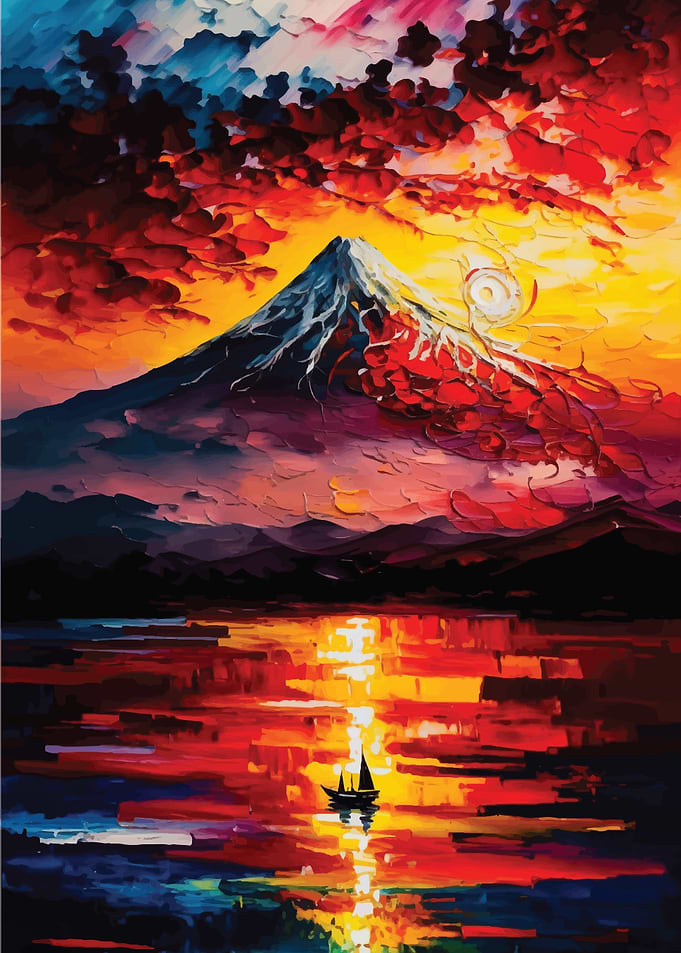 Sunset over Mount Fuji
