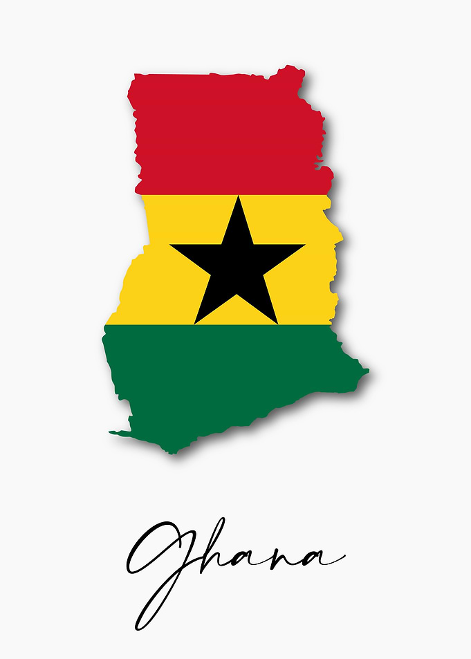 Ghana Country Map Flag
