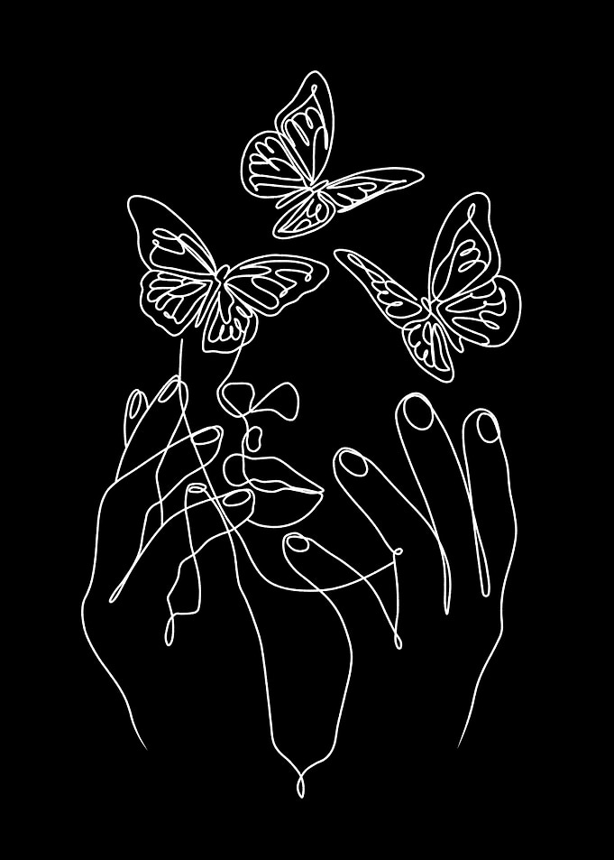 black white girls butterfl