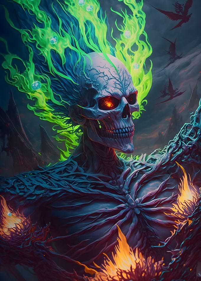 Green Fire Skull