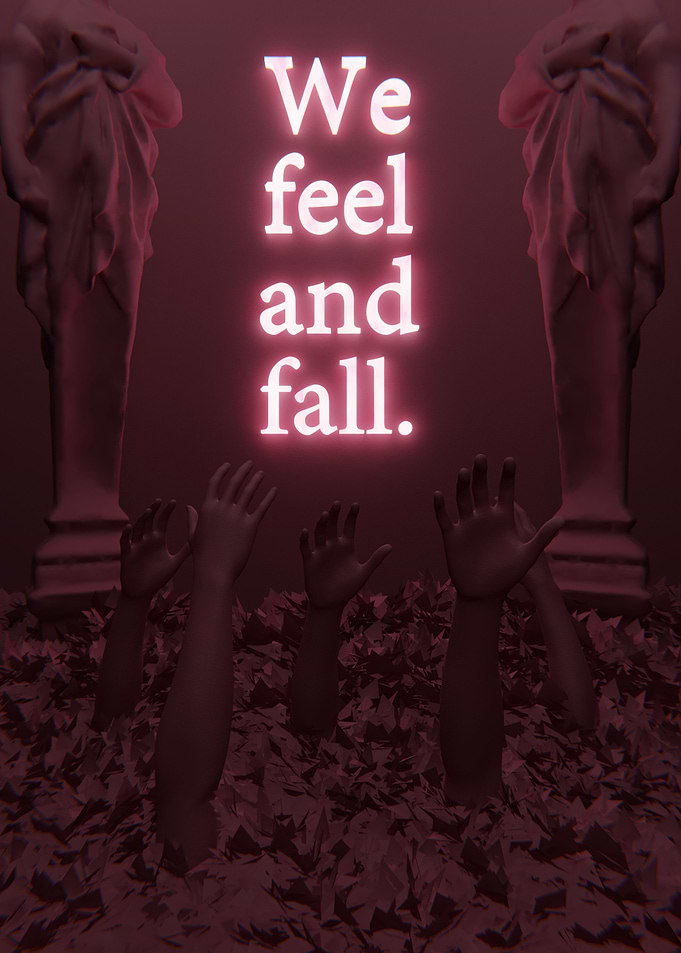 We Fall Pink 3D Quote