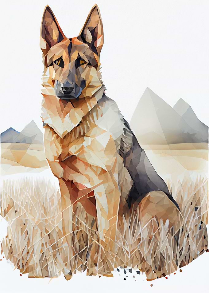 German shepherd low poly