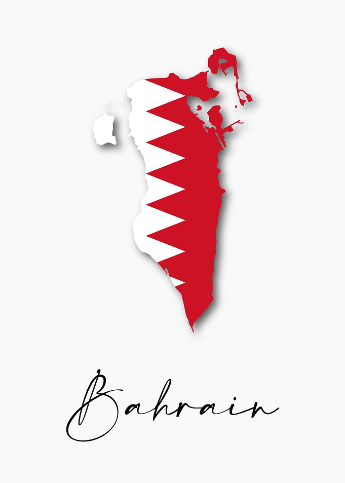Bahrain Country Map Flag