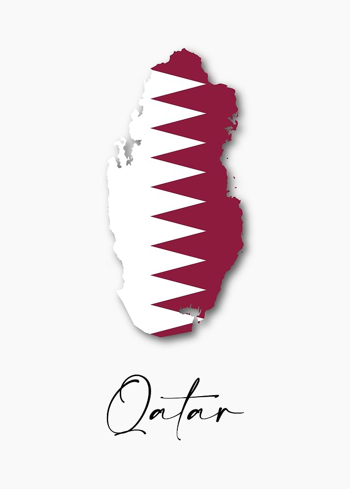 Qatar Country Map Flag