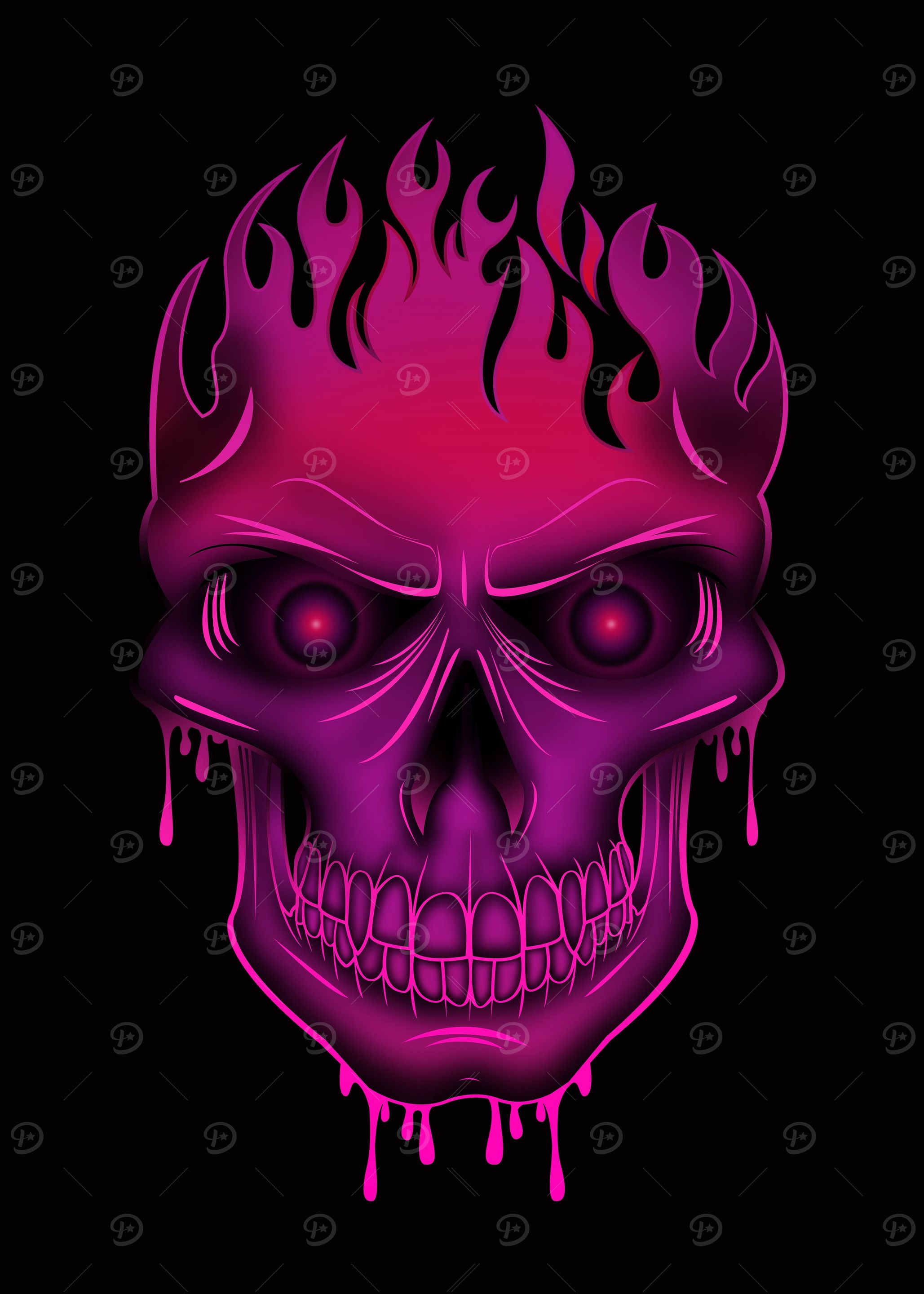 Hot Pink Flame Skull