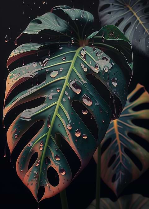 Green Paradise — monstera botanical metal print