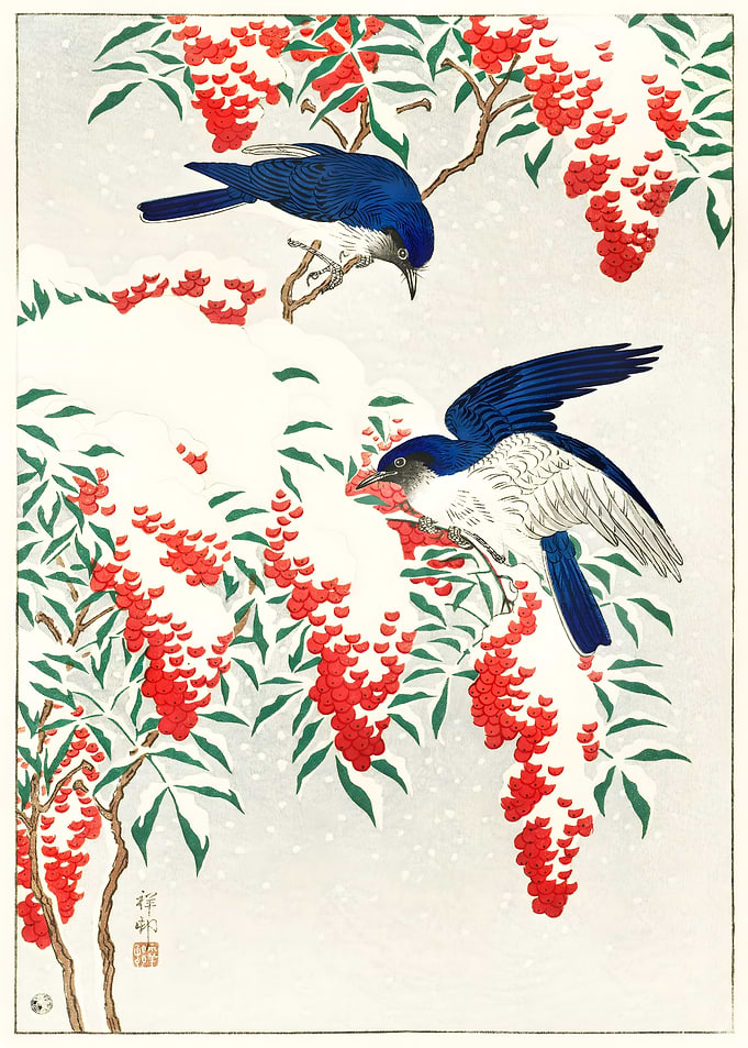 Ukiyo e Blue Bird