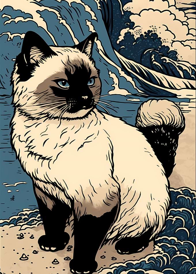 Birman Cat Ukiyoe