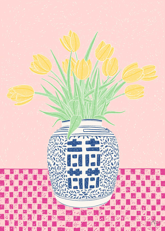 Ginger Jar Of Tulips