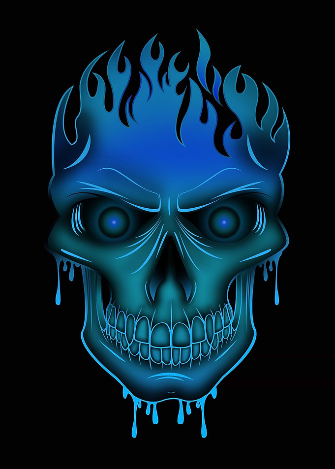 Blue Flame Skull