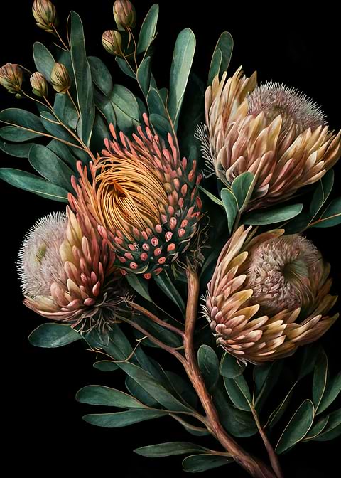 Blooming Botanical Art — Australian botanical metal print