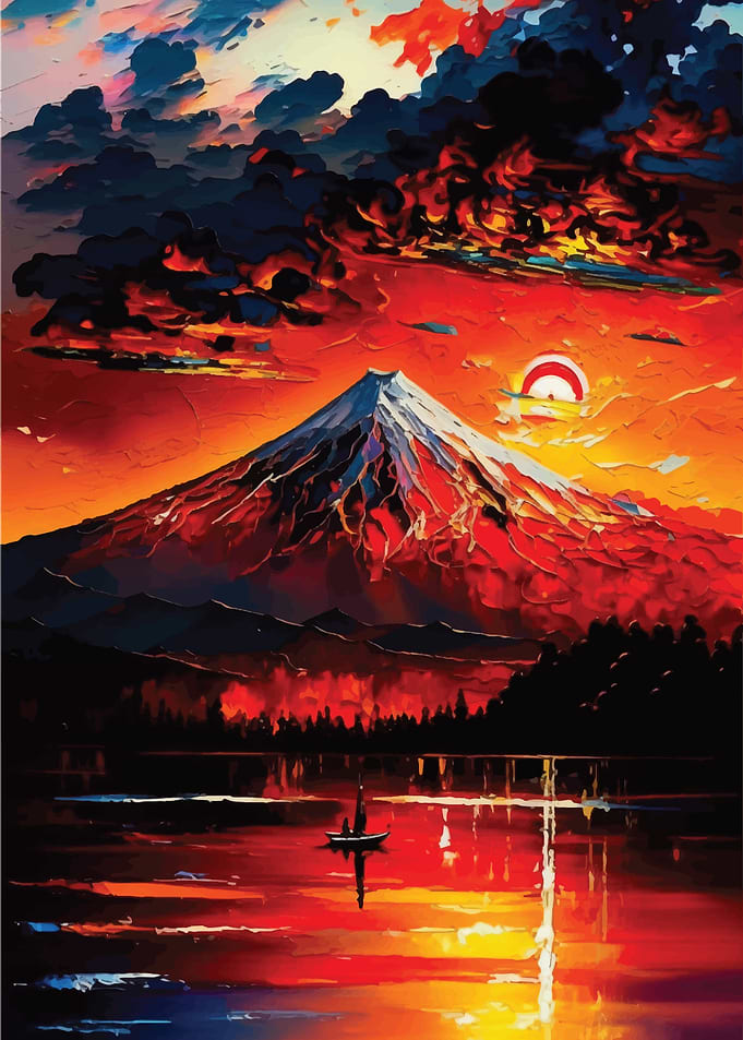 Sunset over Mount Fuji