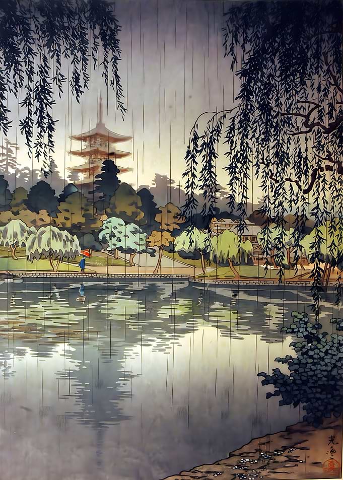 Ukiyo e Rain at Kofukuji