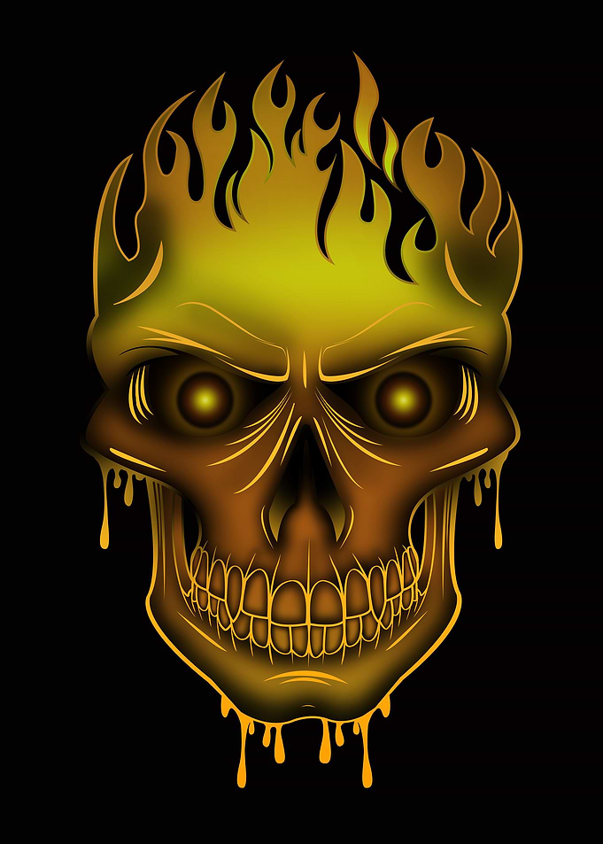 Gold Flame Skull