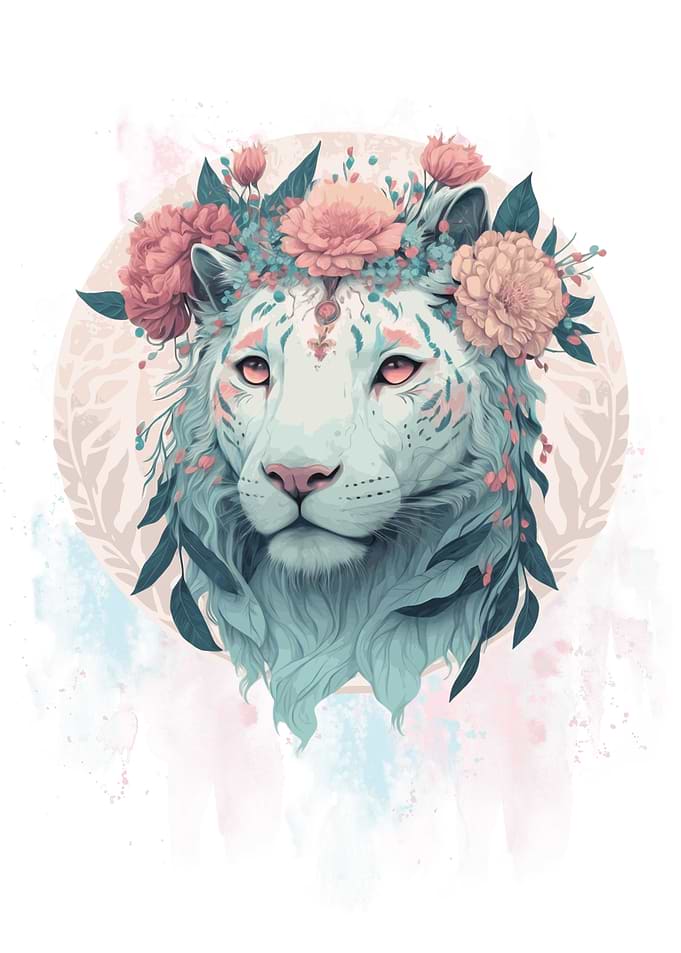White Tiger Flower Art