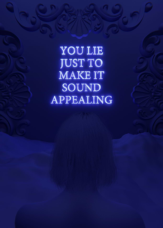 You Lie Violet 3D Quote