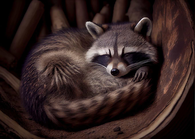 sleeping racoon