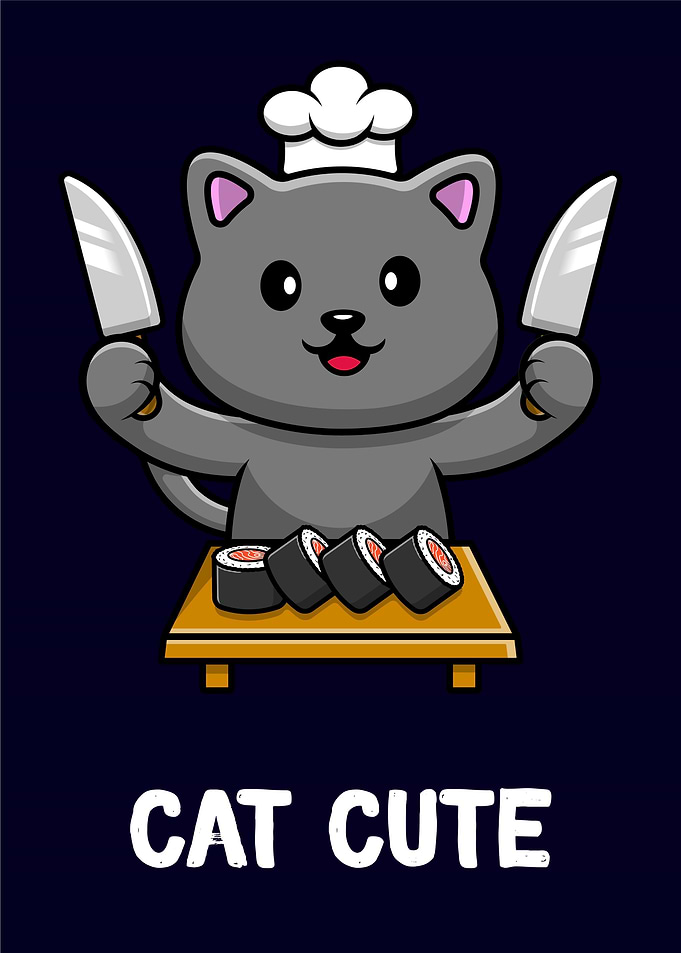 cat cute chef