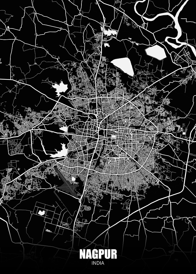 Nagpur India Dark Map