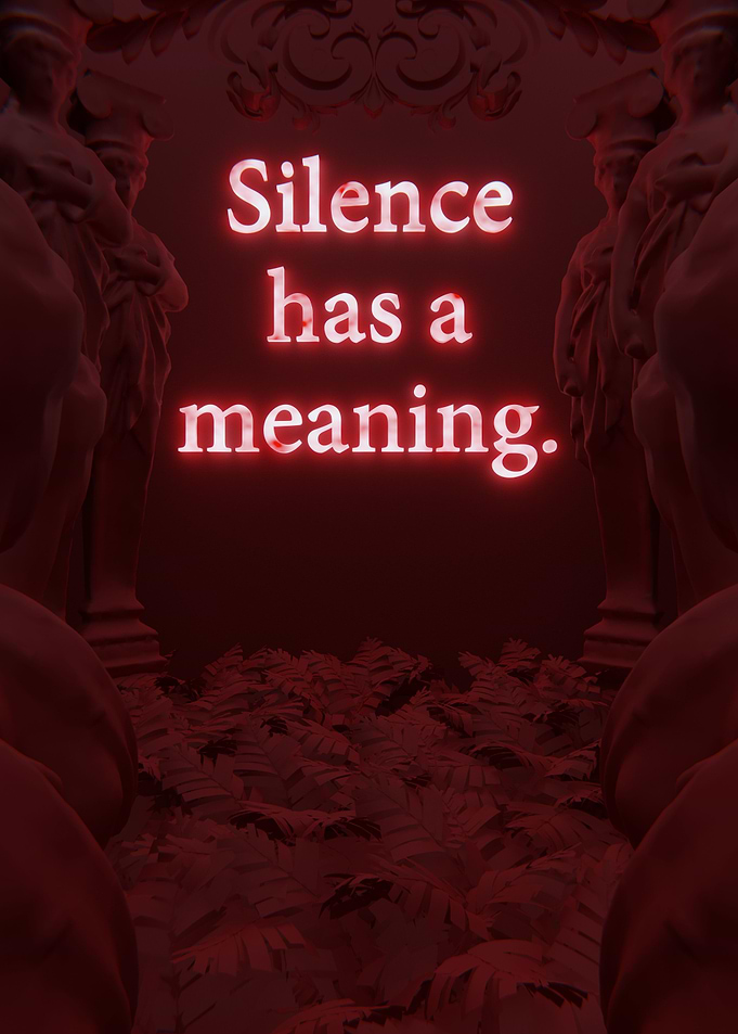 Silence Red 3D Quote