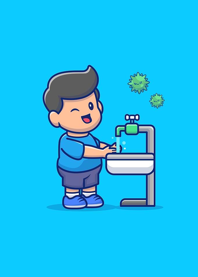 Cute Boy Washing Hand