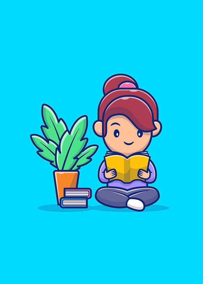 Cute Girl Reading Book