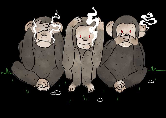 3 smoking monkeys