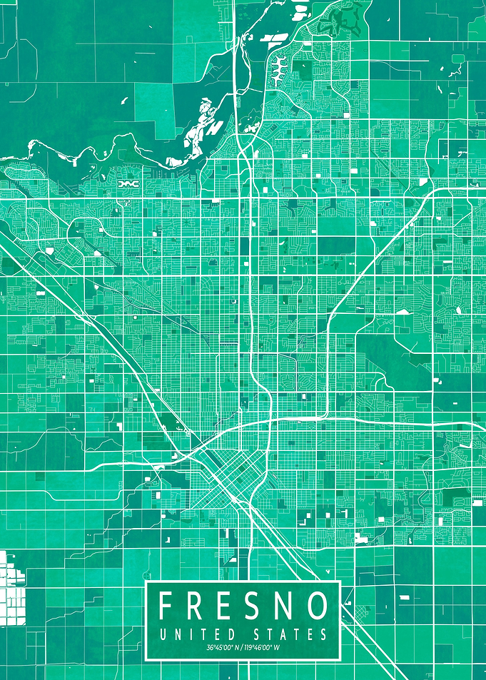 Fresno City Map Watercolor