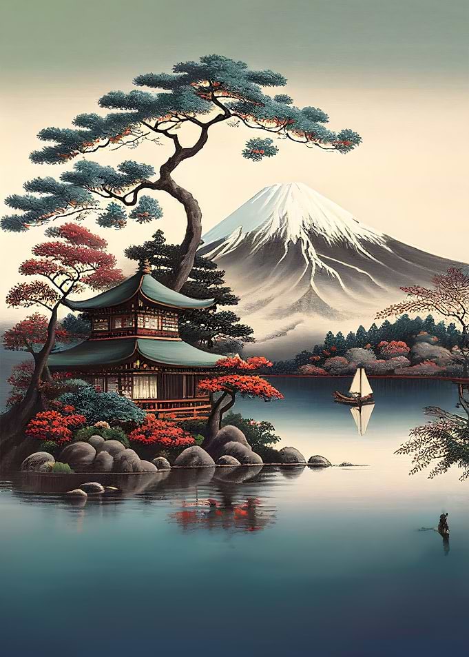 Japanes Fuji Lake Art work