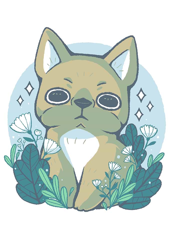 Bulldog and Flowers